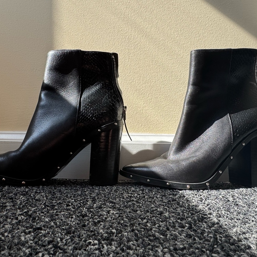 Black Leather Ankle Boots